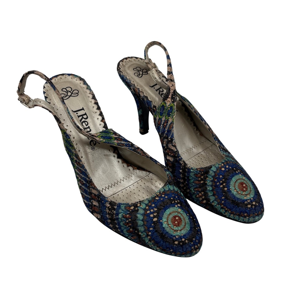 J. Renee Camelia Royal Blue Peacock Pointed‎ Toe Slingback Pump Heels Womens 7M